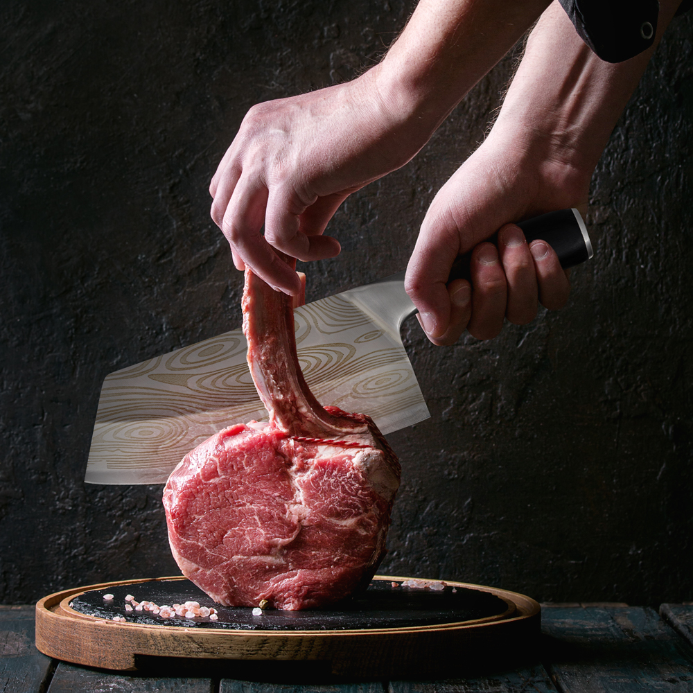 Raw tomahawk steak